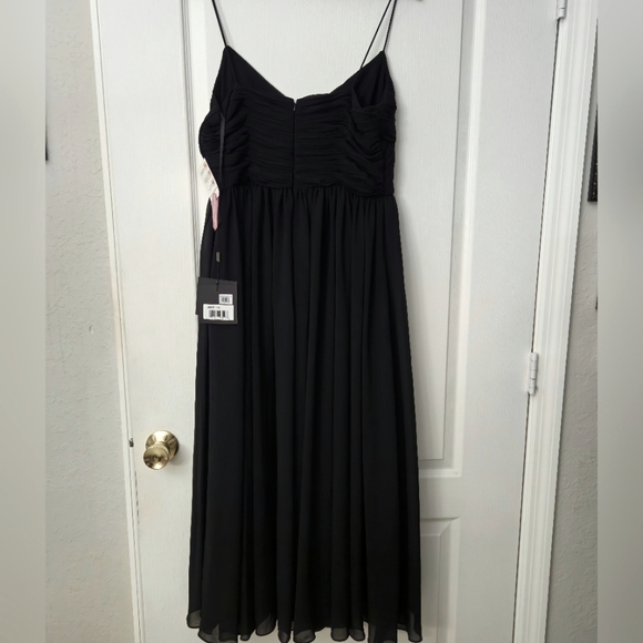 Mac Duggal Black Midi chiffon spaghetti strap v neck dress 2650 Size M MWT - Picture 6 of 10